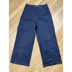 Gentry Portofino Women S Navy Blue Wide Leg Cropped Pleated Pants Made in Italy